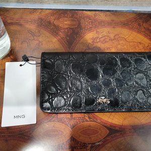 Mango Faux Crocodile Skin Wallet